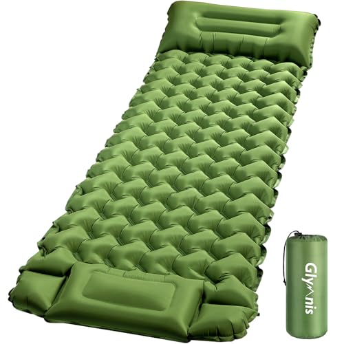 Glymnis Sleeping Mat 9CM/12CM Thick, Built-in Foot Pump Waterproof Camping Air Mattress Single Inflatable Mat for Camping, Hiking, Backpacking