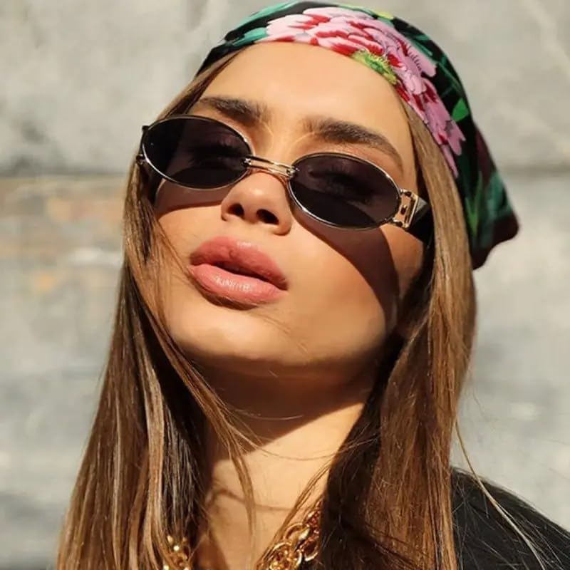 Image of Bold Retro Oval Sunglasses For Men Women UV400 Protection Designer Goggles with Vintage Bold Alloy Frame Stylish Branded Full Rim Shades