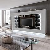cinewall xs 275 x 40 x 190 cm (BxTxH) Froschkönig24 Dundee 2 Wohnwand Anbauwand Wohnzimmer 1-teilig Hochglanz Weiß, LED-Beleuchtung:mit LED-Beleuchtung