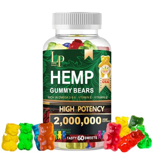 Legend - Hemp Gummies 2,000,000mg High Potency Natural Hemp Oil Infused Gummies for Restful Sleep, Calm, Inflammation â€“ Fruity Flavors Organic Hemp Extract Gummies (60 Gummies)