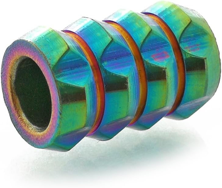 CooB Solid Titanium Paracord Bead, Beard Bead, Paracord Charm Pendant - EDC Titanium Oxidized Beads for Bracelet, Knife Lanyard, Charm Zipper Pull 1pcs/Lot (IRONMAN)