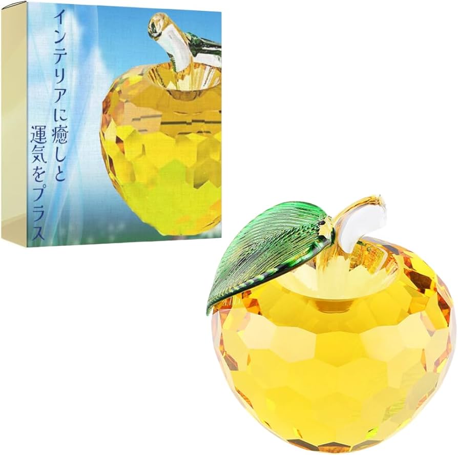 Amazon.co.jp: ideamall 風水 クリスタル リンゴ 林檎 アイテム 金運