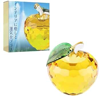 クリスタル　ゴールド　りんご Amazon.co.jp: PLEAVIT りんご クリスタル 置物 インテリア