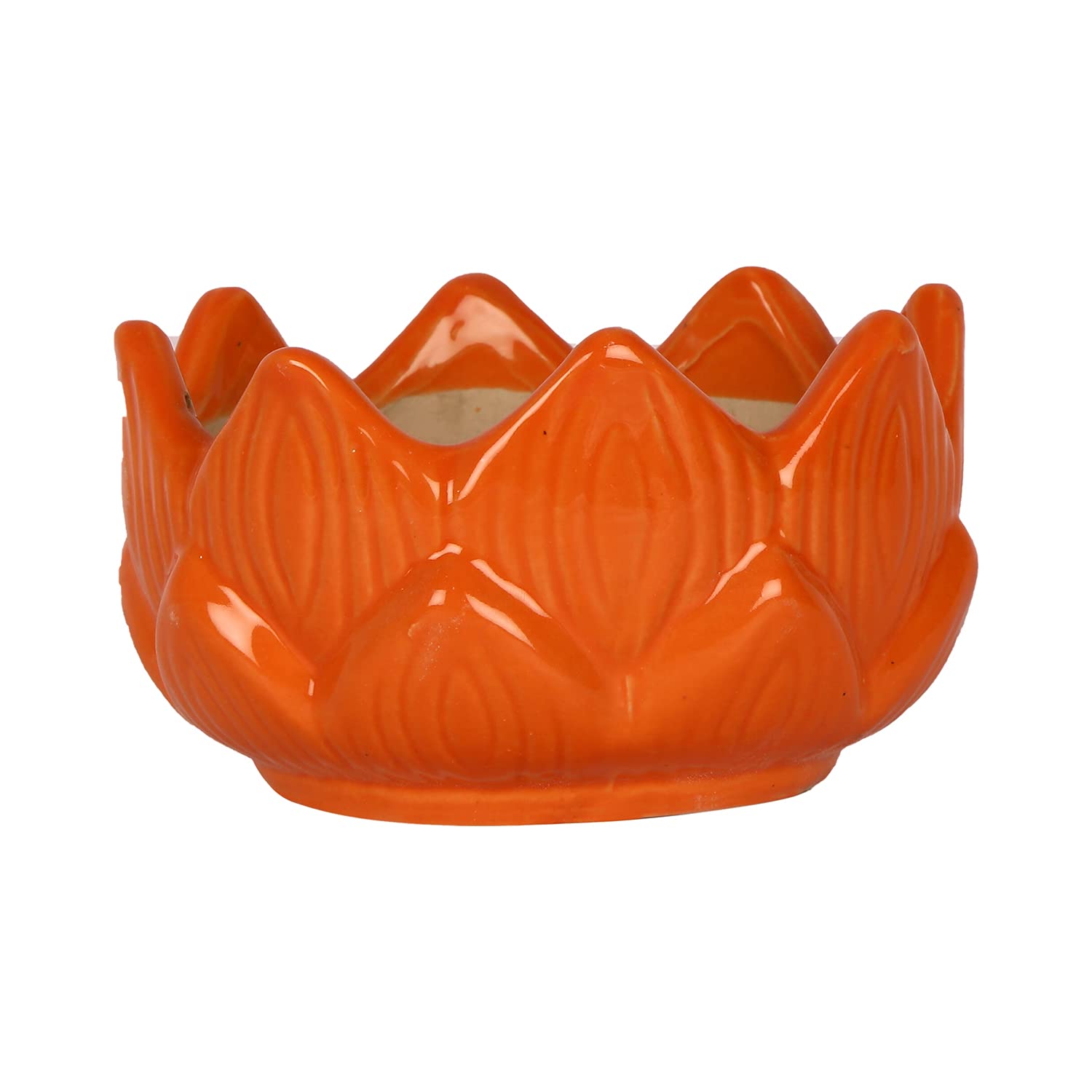 Justoriginals Kamal Phool Shape Small Ceramic Flower Pot(Color
