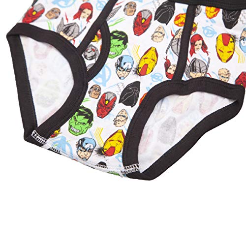 Marvel Boys' Avengers 100% Cotton Briefs with Assorted Hero Prints Including Iron Man, Hulk, Thor & More in Size 4, 6 & 84