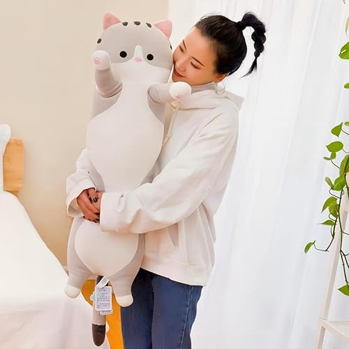 Miniatura 8 de Almohada de felpa suave para gatos, bonita almohada de cuerpo de gato, juguete largo de peluche de gato, almohada larga de regalo para niños y novia