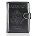 ACdream Passport Holder Cover, Leather Travel Wallet Case, RFID Blocking Document Organizer Protecrtor, with Slots for Credit Cards, Boarding Pass, for Women and Men - Black