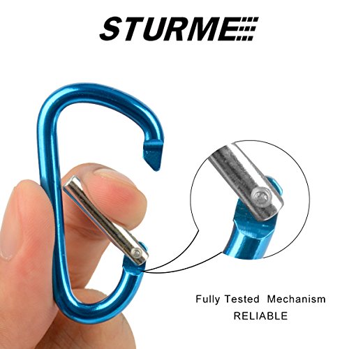 Image of STURME 2 inch Aluminum D Ring Carabiners Clip D Shape Spring Loaded Gate Small Keychain Carabiner Clip Set Outdoor Camping Mini Lock Snap Hooks Spring Link Key Chain Durable Improved 24 PCS