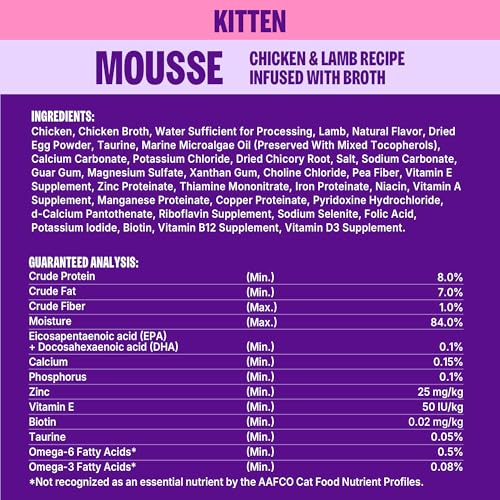 Image of Wellness Appetizing Entrees Mousse Kitten Wet Cat Food, Natural, Protein Rich, Grain Free, Chicken and Lamb Recipe, 1.4 oz, Pack of 8 Pouches