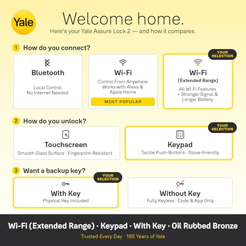 Image of Yale Assure Lock 2 Keypad with Wi-Fi Connect Bridge for Extended Battery Life, Oil Rubbed Bronze Deadbolt for Vacation Rental Hosts, YRD410-CB1-0BP