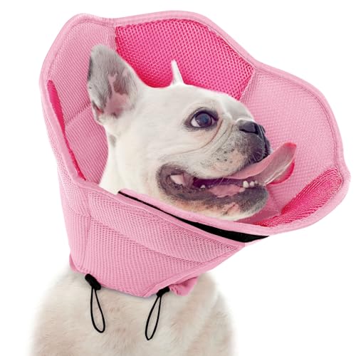 Image of Dog Cone - Soft Cone for Dogs to Stop Licking, Pet E-Collar Alternative After Surgery, Adjustable Pet Recovery Collar for Wound Healing, Pink Small