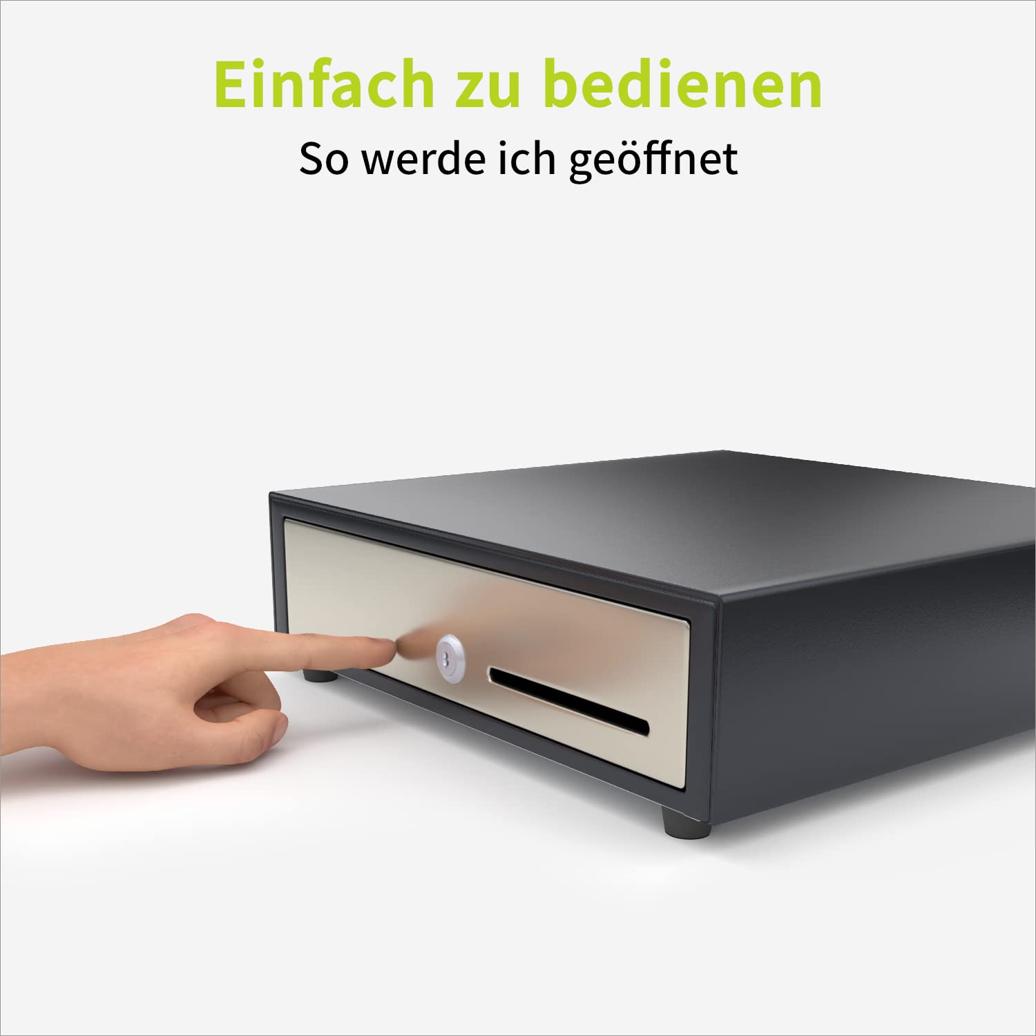 ACROPAQ Kassenschublade 33 x 33 cm Manuell Push Öffnung Unterbau Schwarz Edelstahlfront