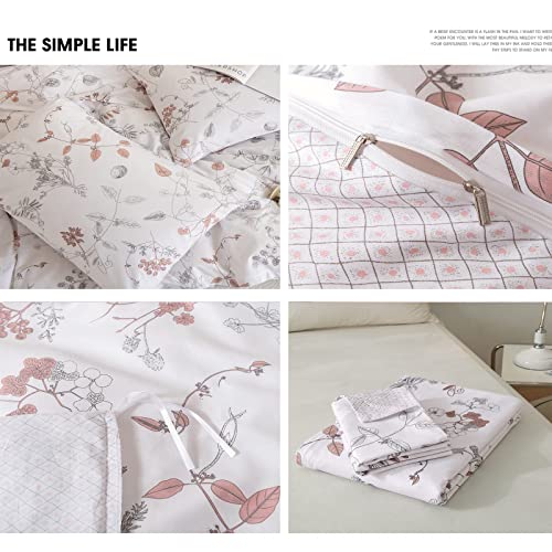Eavd Vintage Style Pink Floral Duvet Cover Queen 100% Cotton Garden Floral Bedding Set For Girls Women Chic Fresh Floral Comforter Cover With Zipper Gorgeous Botanical Duvet Cover Set #TOP5
