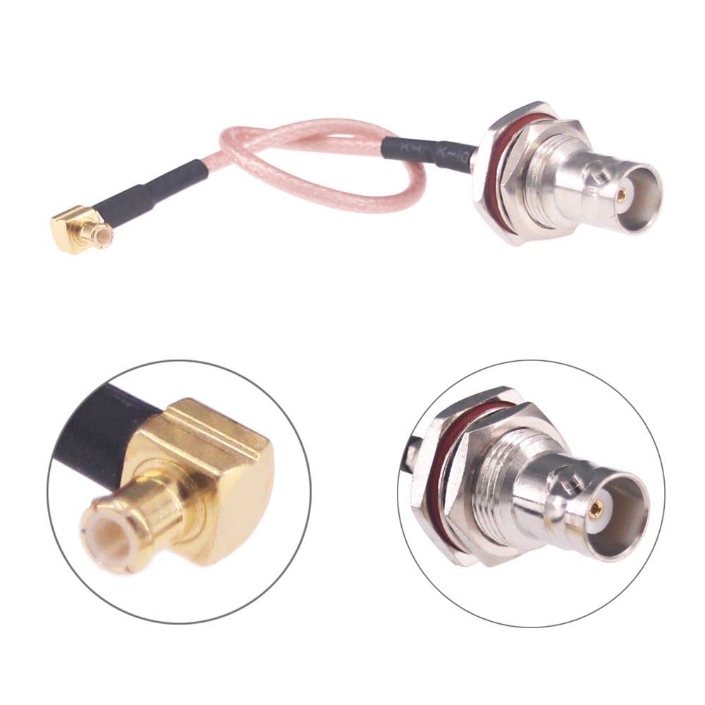 RFaha 2pcs RF coaxial Coax MCX Male Right Angle to BNC Female Cable RG316 15cm 6in(F162-2)