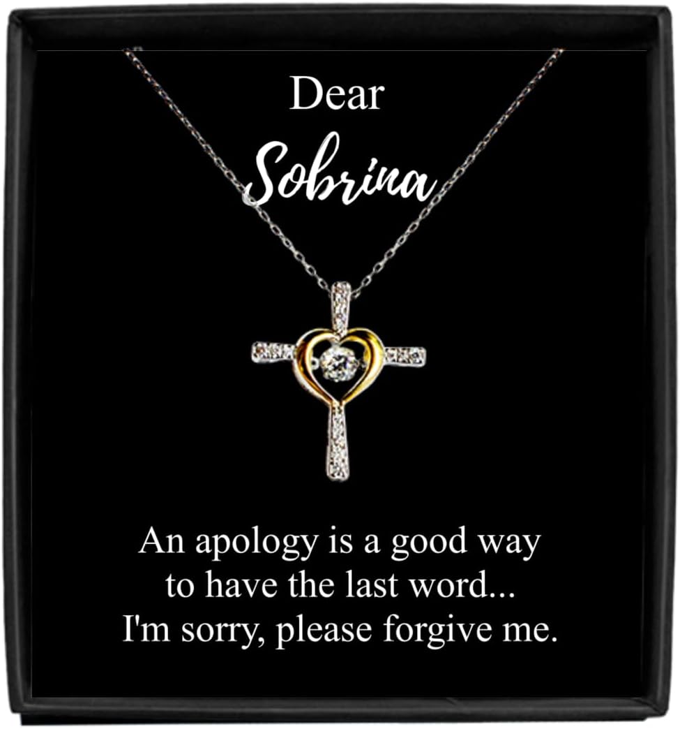 EzGift I'm Sorry Sobrina Necklace Funny Reconciliation Gift Apologize Pendant A Way To Have The Last Word Quote Chain Sterling Silver With Box