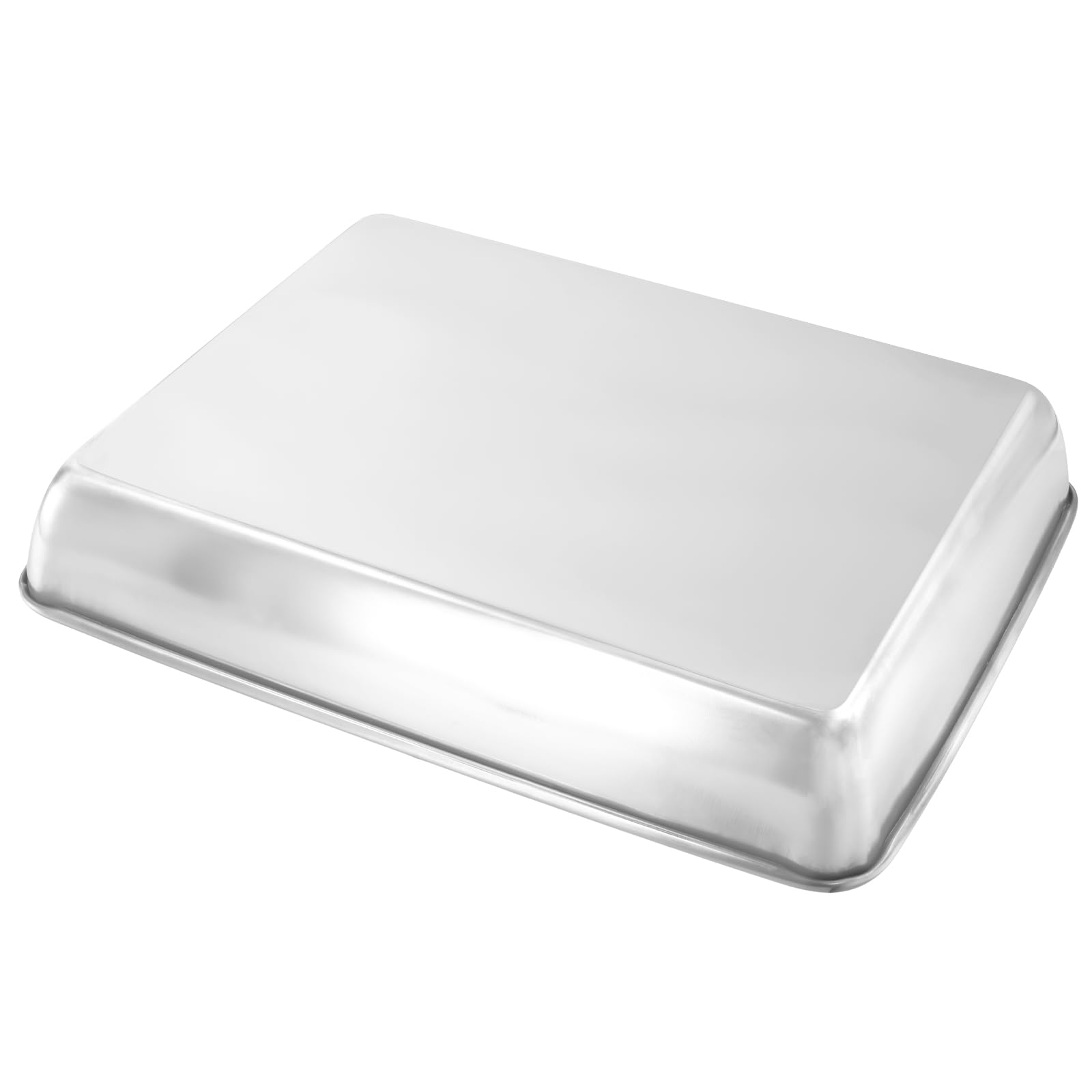 Confezione da 3 teglie rettangolari in acciaio inox, 36 x 28 x 5,5 cm, color argento, per torte, biscotti, pizza, carne, verdure, dessert