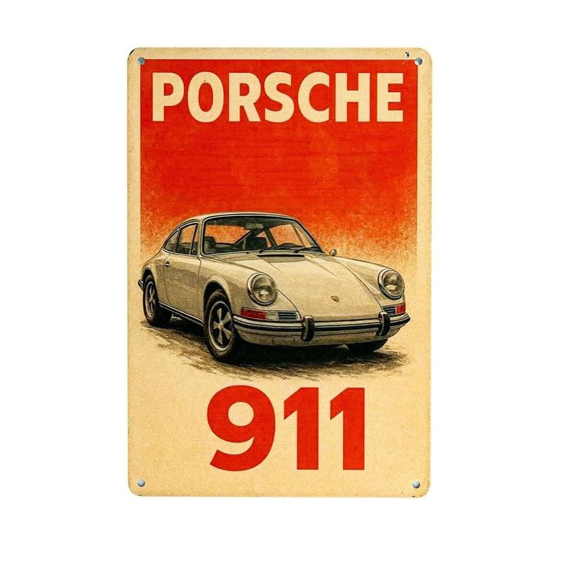 Image of Eazywagon Decorative Retro Metal Signs Wall Plate - 12x8 Inch (PORSCHE 911) | Weatherproof Vintage Metal Sign Plate for Cafe, Home, Bar, Garage | Decorative Wall Hanging Sign Board