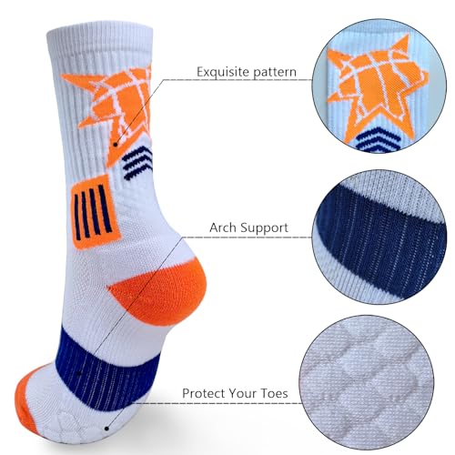 Basketball Socks, Basketball Woven Mid-Calf Socks Moisture Wicking Hiking Athletic Socks for Men, Women4