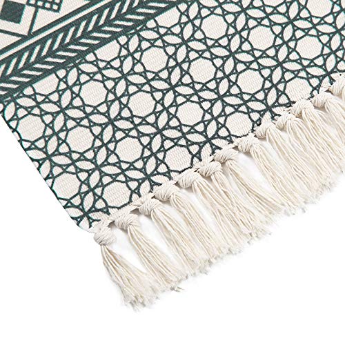 Pauwer Cotton Area Rug Set 2 Piece 4.2'x2'+3'x2' Hand Woven Cotton Rugs with Tassel Washable Cotton Throw Rug Runner for Kitchen, Living Room, Bedroom