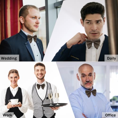 Image of Mens Bow Tie Pre Tied Oversized Bow Ties for Men Satin Bowties for Tuxedo Wedding Party Banquet