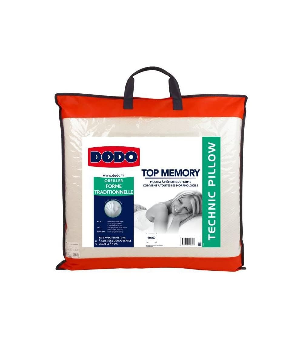 Oreiller mémoire de forme contre le mal de cou DODO maintien ferme 60x60cm