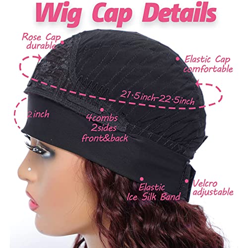 Image of 99J Burgundy Headband Wig Human Hair Deep Wave 20 Inch Red Colored Wigs | Glueless None Lace Front Curly Half Wigs for Black Women,Brazilian Virgin Hair Wear and Go Wig,Machine Made,150% Density