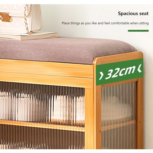 Banco Cambiador de Zapatos, Taburete de Madera para cambiarse de Zapatos, Taburete Multifuncional para facilitar su Uso, Sala de Estar, Dormitorio, Entrada u Oficina.