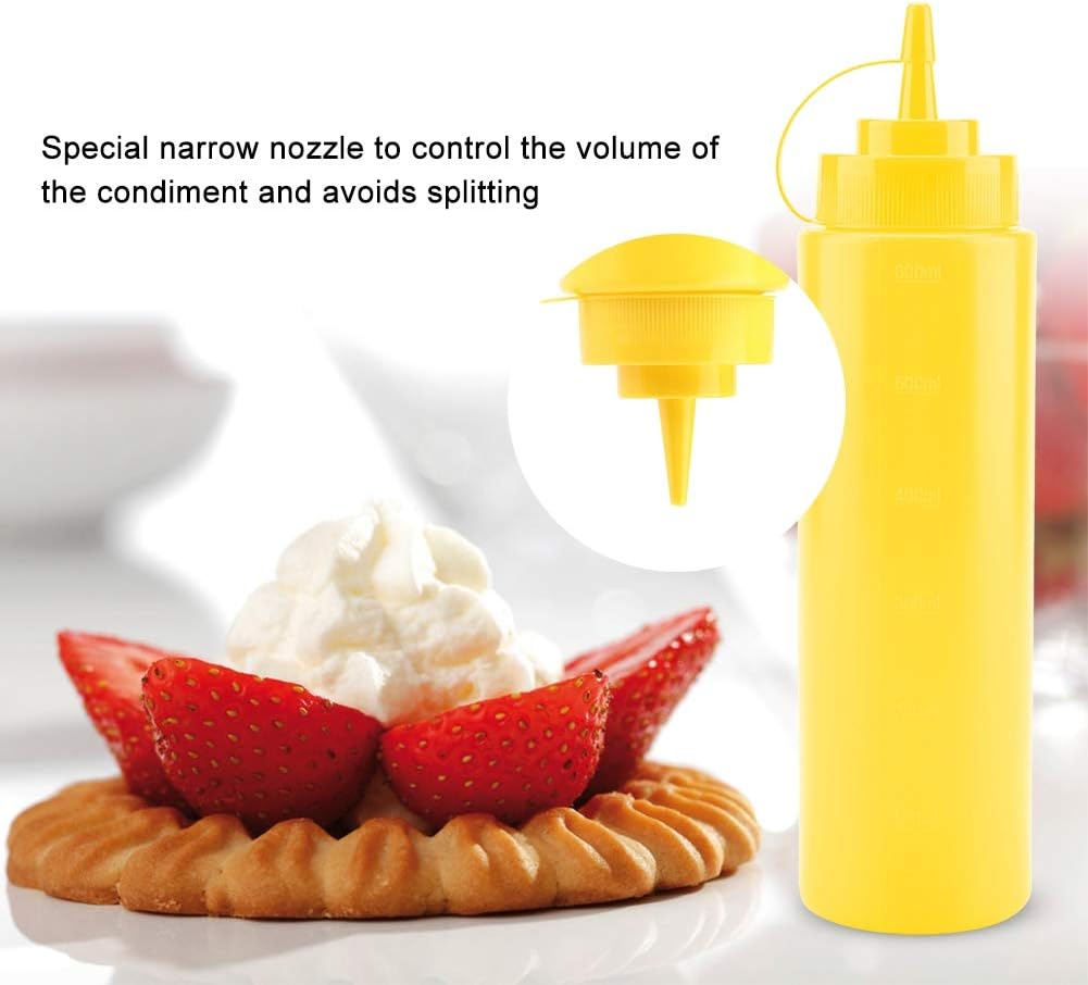 720ml 10PCS Set Plastic Dispenser: For Oil, Sauce, Cream, And Vinegar, Ideal for Kitchen Use and Pancake Batter Dispensing (Yellow)