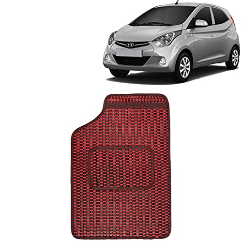 Image of Kingsway Dotted Design Car Floor Foot Mats Universal Fit for Hyundai Eon, Model Year : 2011 Onwards, Water and Dustproof, Color Red, Set of 5 Pieces