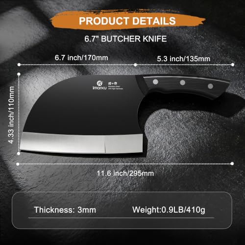 imarku 6.7 Inch Butcher Knife, Meat Cleaver Knife Japanese Steel, Dad Gifts - Image 3