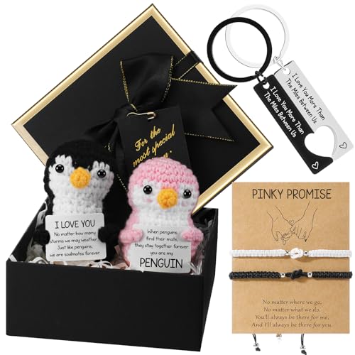 8 Pcs Valentines Day Gifts for Couple Penguin Long Distance Gifts for Him Her with Crochet...