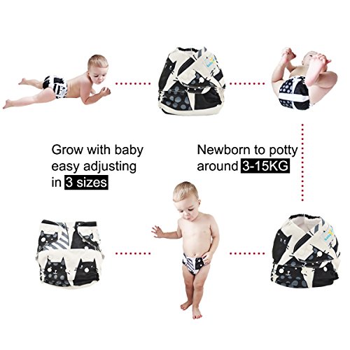 image for Babygoal Baby Cloth Diapers, One Size Reusable Washable Pocket Nappy, 