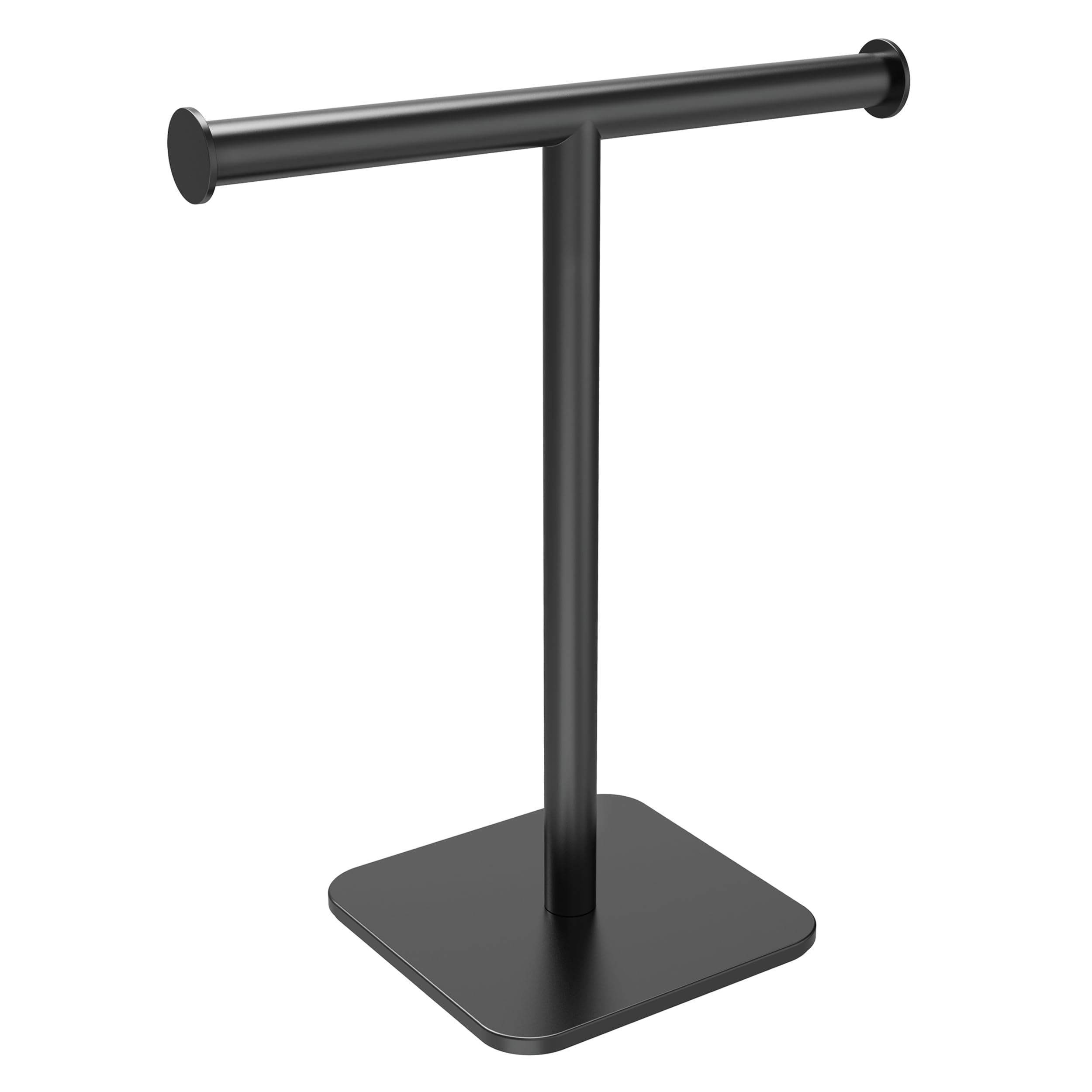 t-shape hand towel holder stand, 12inch weighted base towel rack, countertop towel holder for bathroom, 304 stainless steel, heavy duty (matte black)