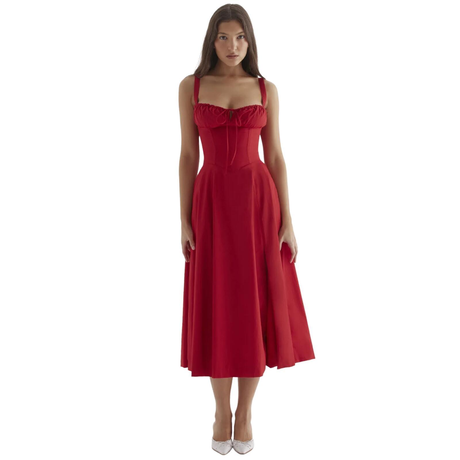 Tief ausgeschnittenes Elegantes modeloses Kleid-zartes französisches Frauenkleid perfekt für Dates Geburtstage und Partys