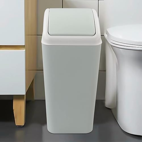 Miniatura 6 de Kekow Bote de basura de plástico pequeño de 4.5 galones, tapa oscilante, color azul