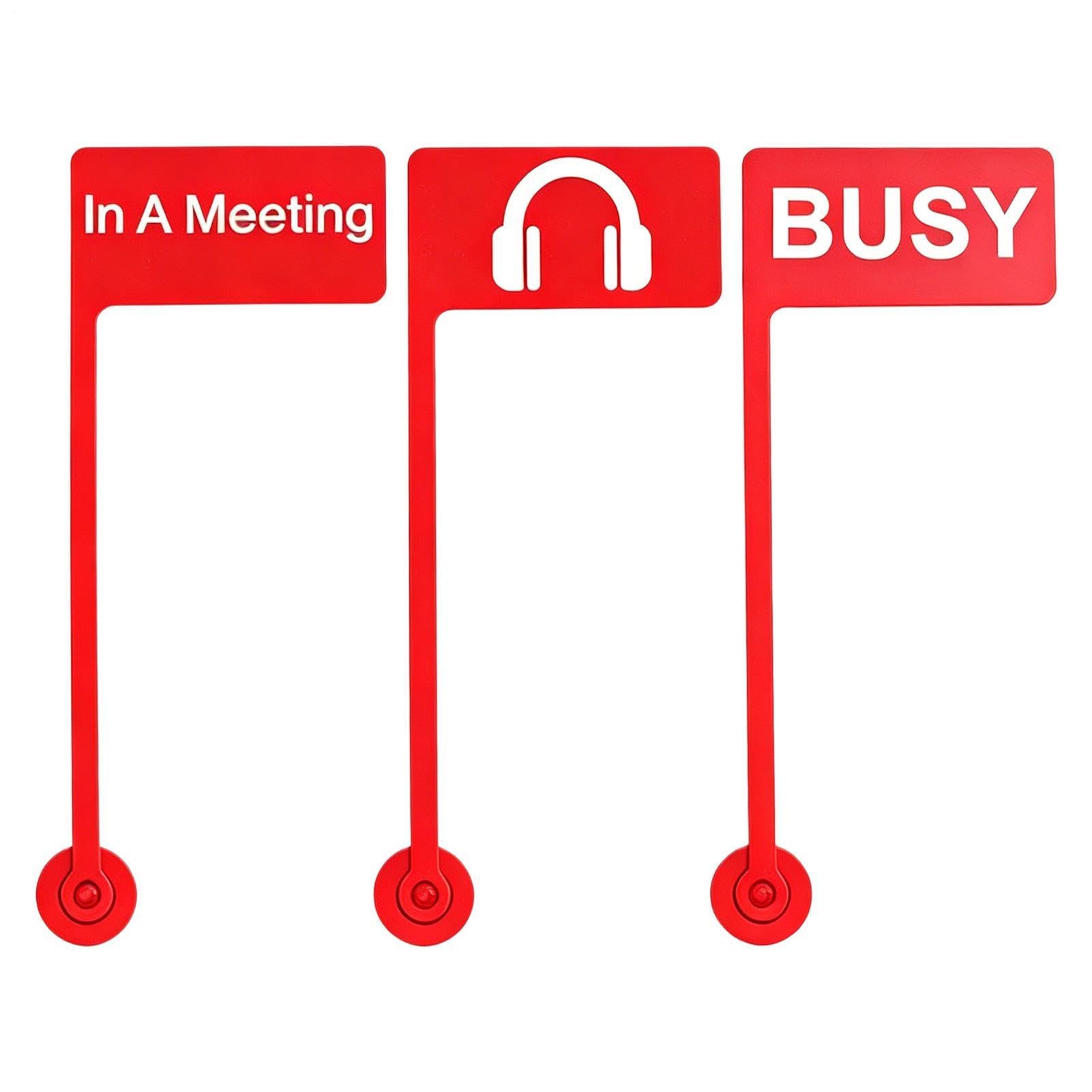 3PCS Monitor Flag Desk Sign, with Easy-to-Install Design, 6.2X14X0.2CM, Do Not Disturb Busy Sign, On a Call Status Indicator, Clear Status Display, for Office and WFH Setup