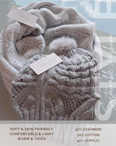 Luxury Pashmina Shawl and Knit Hat Combo - Artisan Wool Blend – Elegant, Soft & Sustainable Gift Idea4