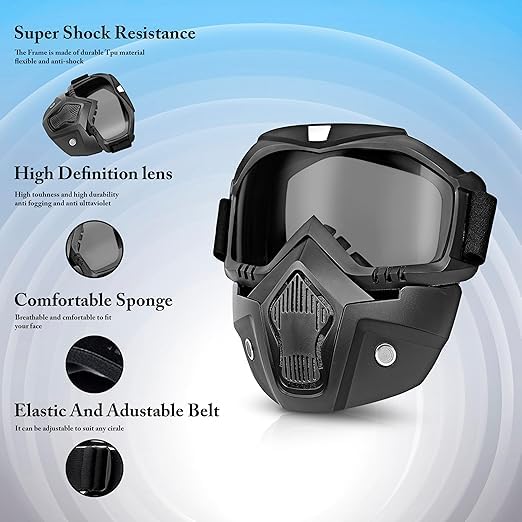 SYMKARD Protective Goggle Mask, UV Protection, Detachable Filter, Foam-Padded Shield for Cycling and Off-Road Riding, Black 4