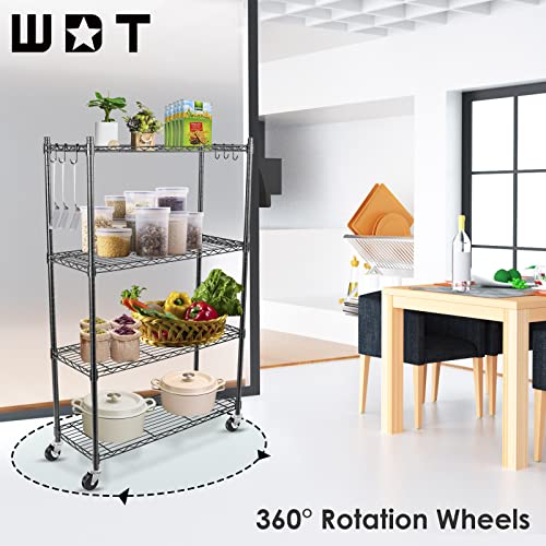 Image of WDT 4-Tier Storage Shelves, Heavy Duty Metal Shelves Wire Rack Shelving Unit, Adjustable Shelf with Wheels for Home Office Garage Kitchen Shelf, 36 inch D x 14 inch W x 58 inch H