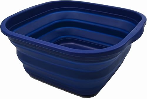 SAMMART Tina plegable de 5.5 L (1.4 galones) - Tina plegable para platos - Lavabo portátil - Tina de plástico que ahorra espacio (azul rey, 1)
