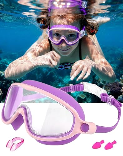 BlumiBaby SplashyEyes Blumi Goggles Kids | Leak-Proof Anti-Fog UV Protection HD Splashy Eyes Swim Goggles + Nose Clip & Ear Plugs (Pink)