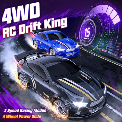Image of SUPER TOY Mini RC Drift Car 1:64 Scale Remote Control Car with LED Lights & Speed Modes, 2.4GHz Stunt Drifting RC Toys, Hobby Gift for Kids & Adults