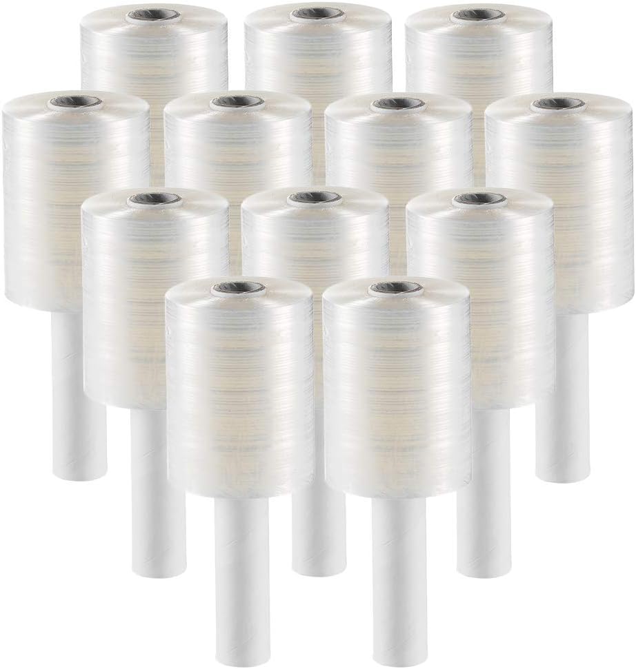 50% Off Discount 12 Pack Industrial Strength Mini Hand Stretch Wrap 5" - 1000 Roll 80 Gauge Thick Clear Cling Plastic Moving Supplies  Durable Self - Adhering ● Packing ● Pallet ● Furniture ● Heavy Duty Shrink Film