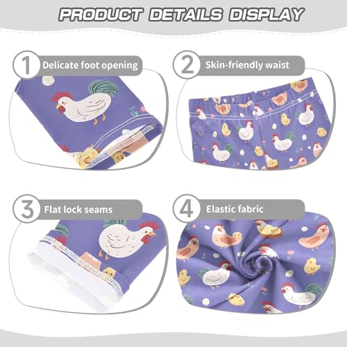 Purple Chicken Hen Pattern Girls Leggings Soft Stretch Workout Yoga Dance Pants for Kids Casual Tights3