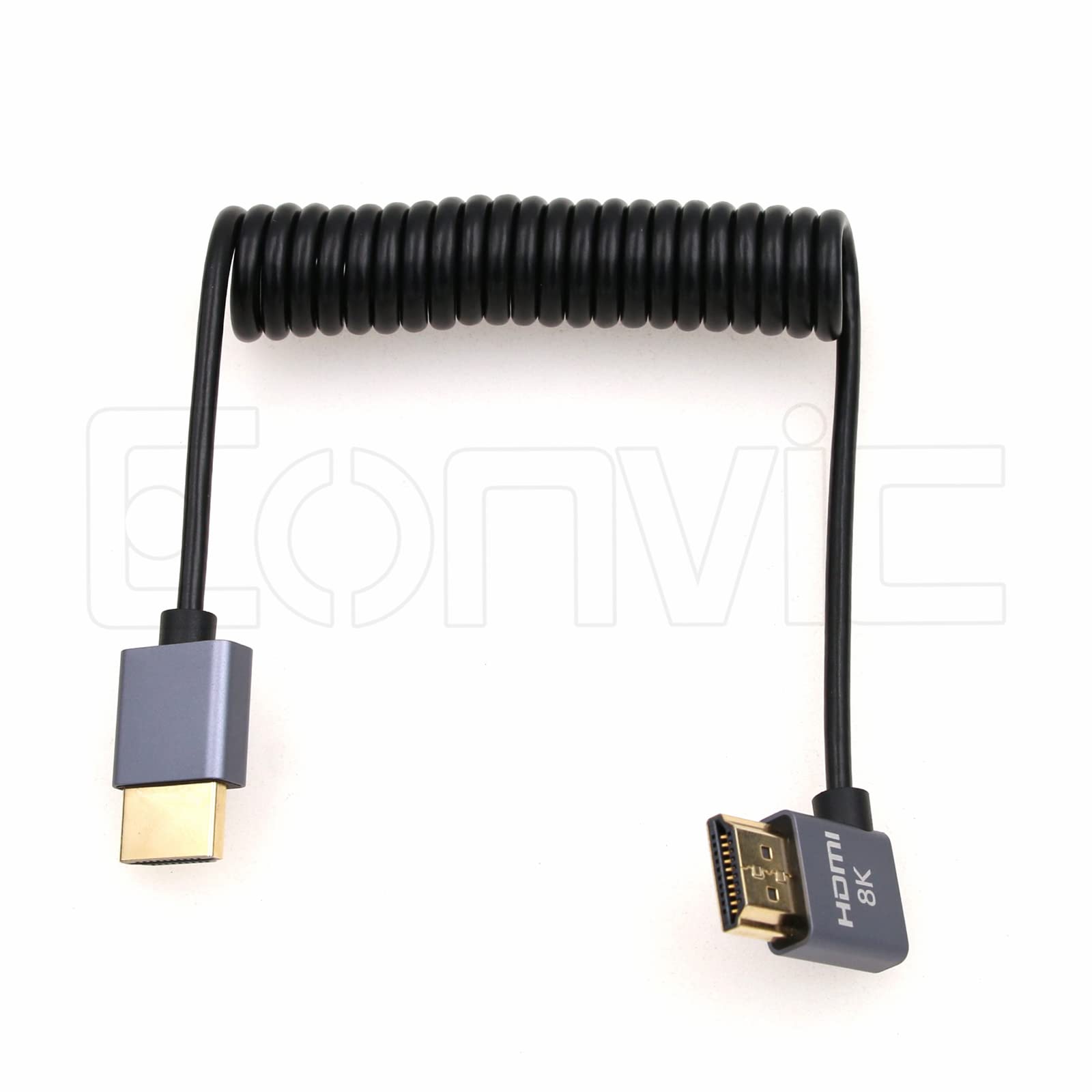 Eonvic 8K 2.1 HDMI to Left Angle HDMI Cable High Speed 48Gbps Coiled Cable for Atomos Ninja-V 4K-60P 6K-Record,Z-CAM - Image 3