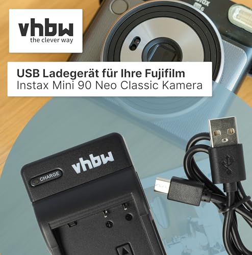 vhbw USB Ladegerät kompatibel mit Fujifilm Instax 90 Mini Neo Classic Kamera Camcorder/Akku - Ladeschale, Ladestandsanzeige