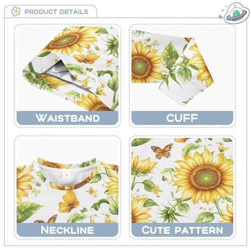 JUNZAN Cute Sunflower White Little Girls Sweatshirt Hoodie Crewneck Boys Sweat Shirt Camping 4T3