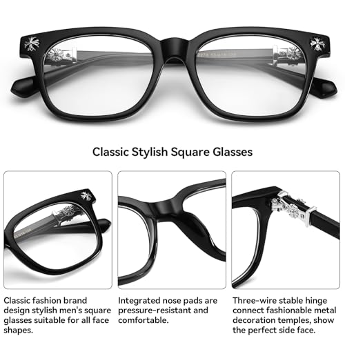 Image of Classic Thick Glasses for Men Women Square Frame Clear Lens Glasses Non Prescription Eyeglasses