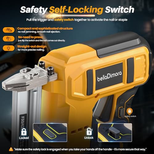 Image of 18GA Cordless Brad Nailer & Staple Gun for Dewalt 20V Battery | 2-in-1 Battery Powered Electric Nail Gun with 1000 Nails for Woodworking, DIY, Framing & Home Improvement (No Battery)
