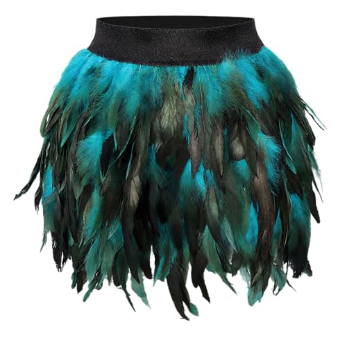 ZSUIQIN 1 Stück L Feder Rock, Taillenwickelrock, Party kurzen, Sowder Federborte mit Fransen, für Party, Club verkleiden, Halloween-Rock, Urlaub